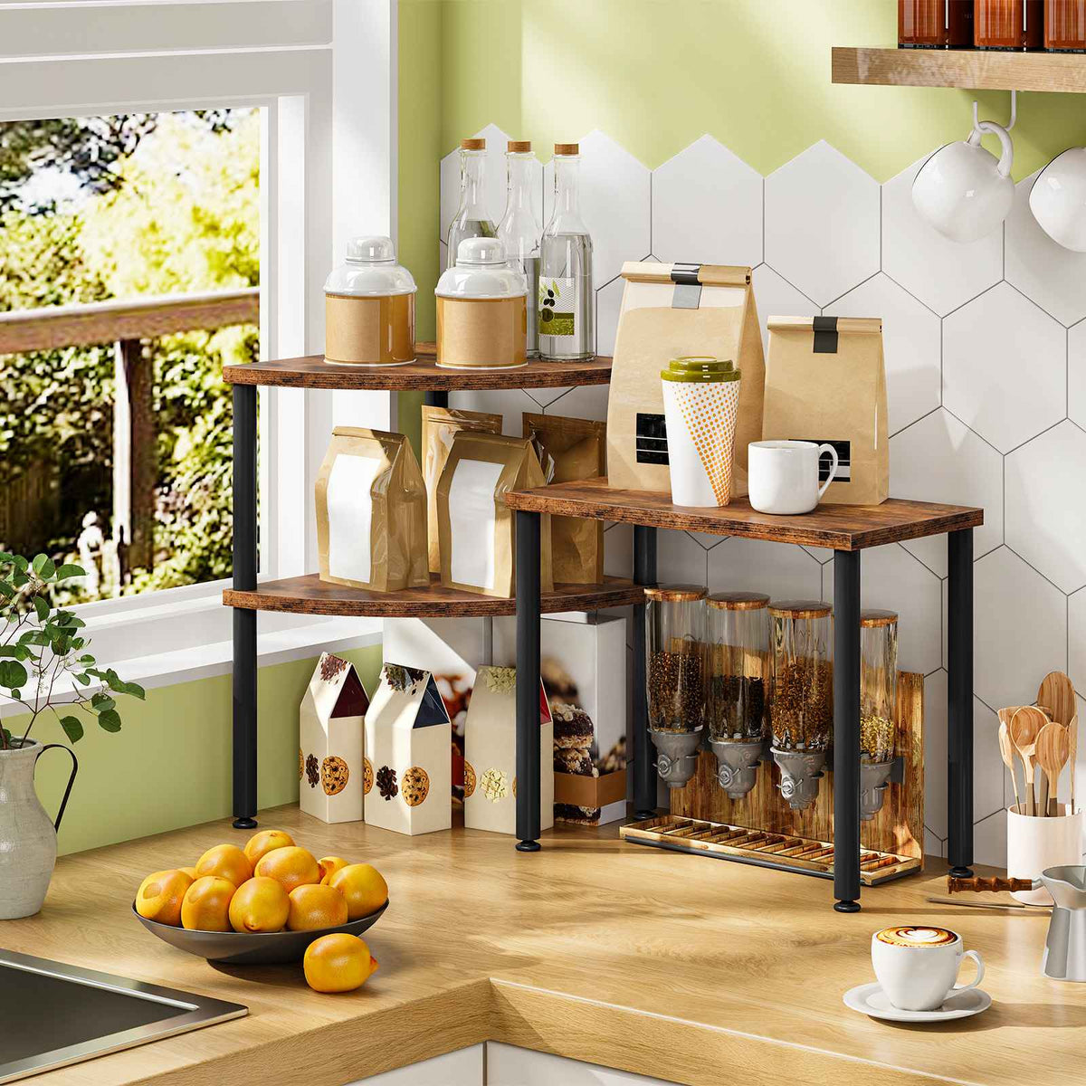HOOBRO Countertop Corner Organizer Shelf for Kitchen and Coffee Bar