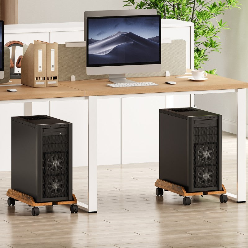 HOOBRO Adjustable PC Stand, Mobile Computer Tower Stand with Locking Caster Wheels, Rolling Under Desk CPU Holder Fits Most PC, for Home, Office, Students, Gamers