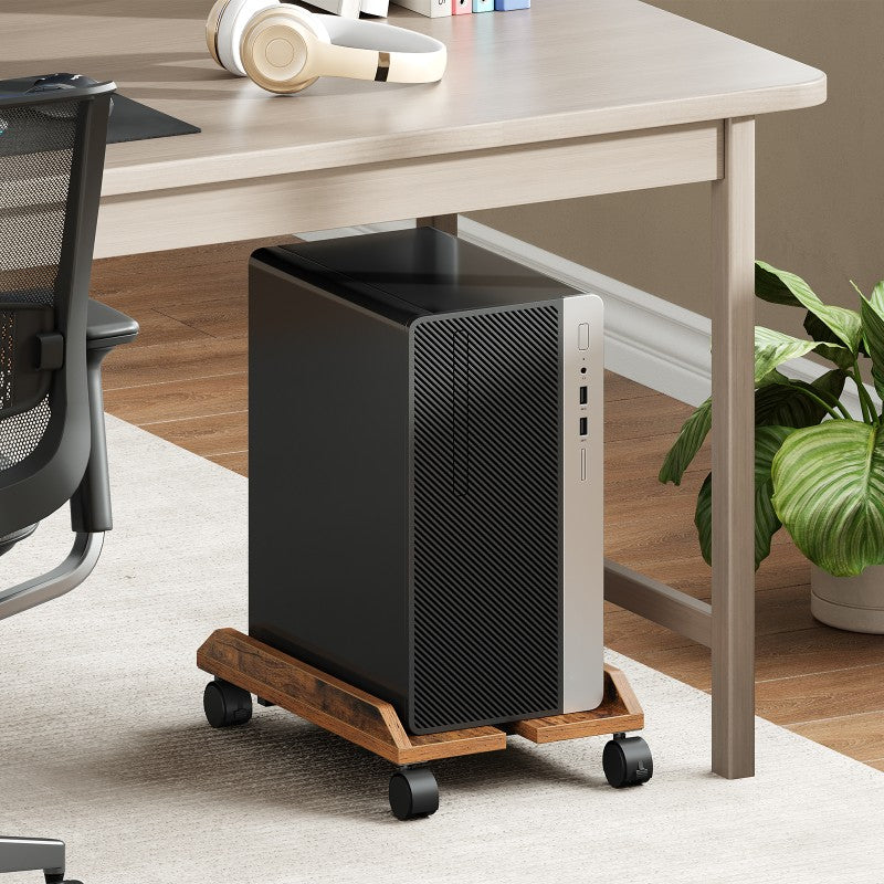 HOOBRO Adjustable PC Stand, Mobile Computer Tower Stand with Locking Caster Wheels, Rolling Under Desk CPU Holder Fits Most PC, for Home, Office, Students, Gamers