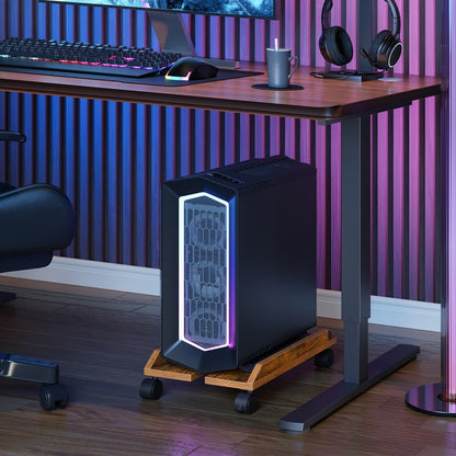 HOOBRO Adjustable PC Stand, Mobile Computer Tower Stand with Locking Caster Wheels, Rolling Under Desk CPU Holder Fits Most PC, for Home, Office, Students, Gamers