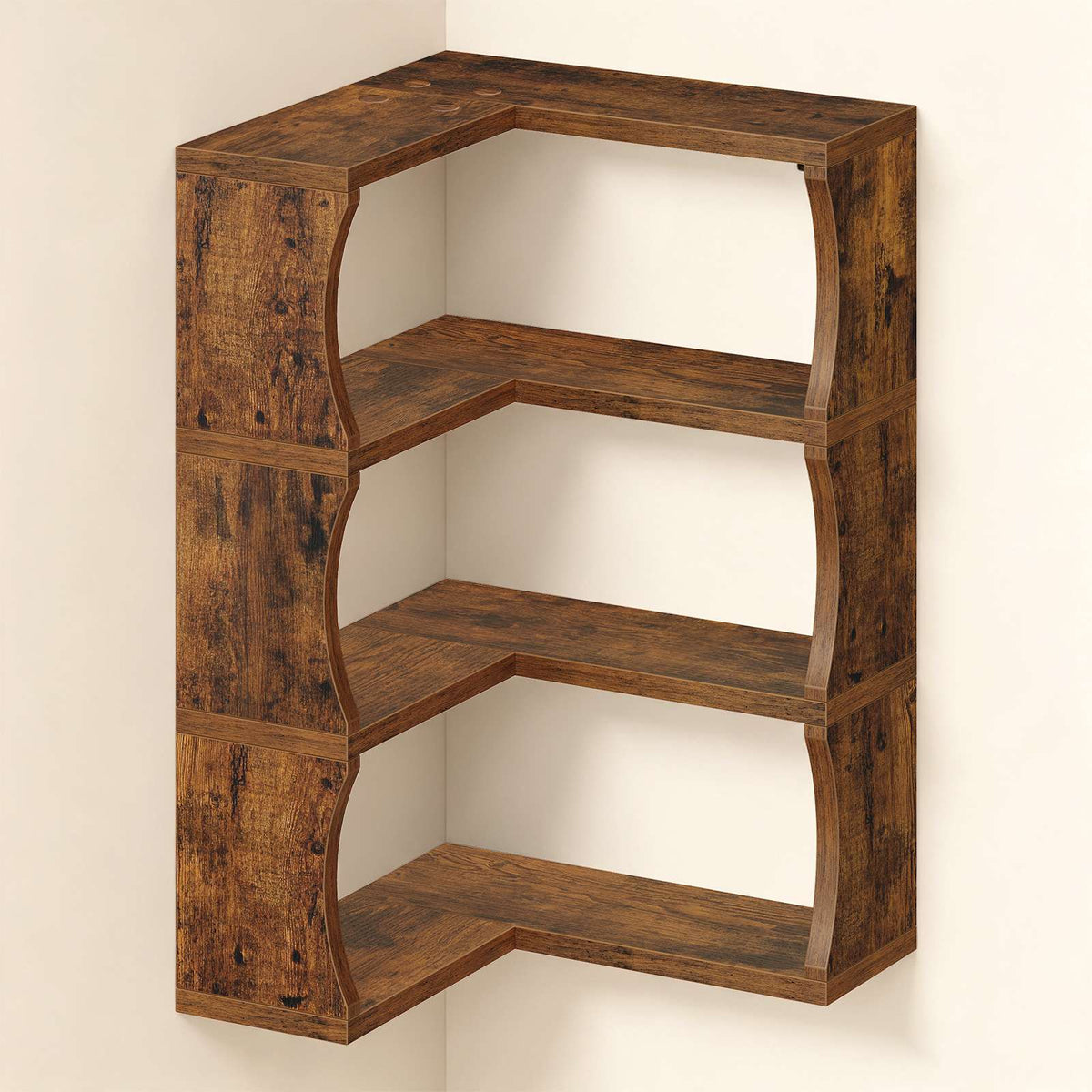 HOOBRO Wall Mounted 3-Tier Corner Floating Shelves with 2 Installation Options
