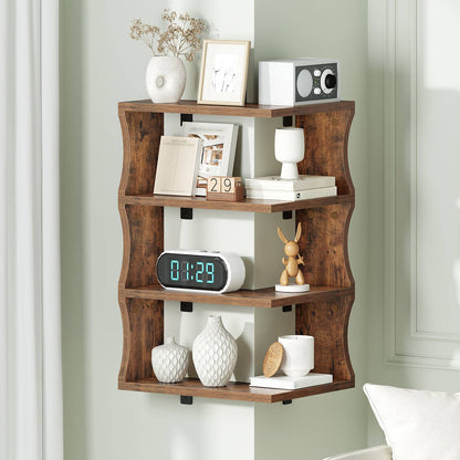 HOOBRO Wall Mounted 3-Tier Corner Floating Shelves with 2 Installation Options