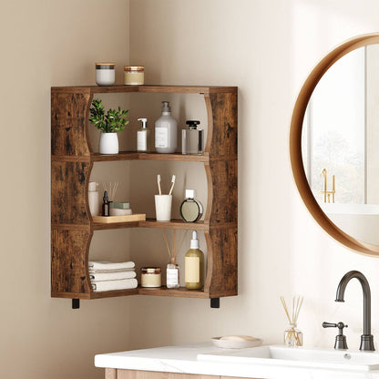 HOOBRO Wall Mounted 3-Tier Corner Floating Shelves with 2 Installation Options