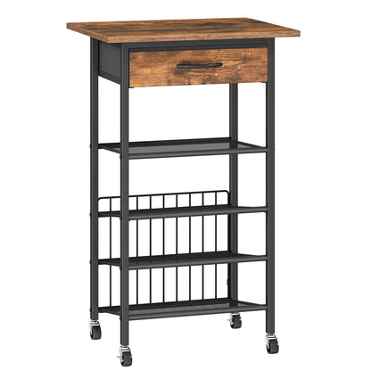 HOOBRO Mobile Printer Stand with Drawer, 4-Tier Rolling Office Storage Cart