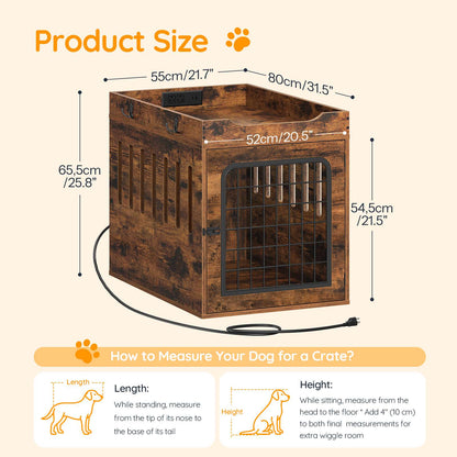 HOOBRO Furniture Style Dog Crate End Table with Built-in Charging Station