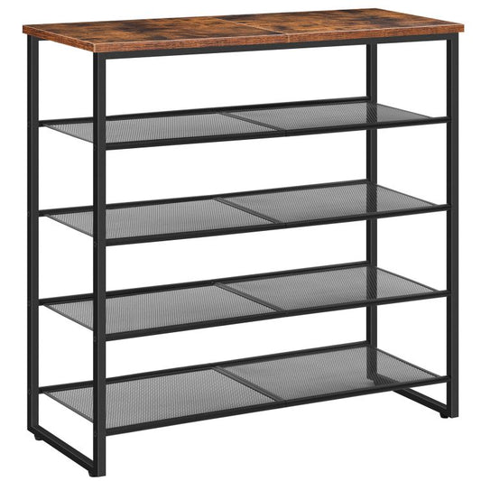 HOOBRO Shoe Rack, 5-Tier Shoe Storage Unit, Shoe Organizer Shelf for 16-20 Pairs, Saving Space, Durable and Stable, for Entryway, Hallway, Closet, Dorm Room, Industrial