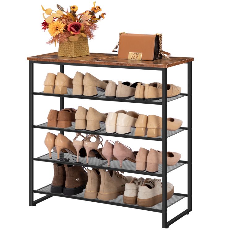 HOOBRO Shoe Rack, 5-Tier Shoe Storage Unit, Shoe Organizer Shelf for 16-20 Pairs, Saving Space, Durable and Stable, for Entryway, Hallway, Closet, Dorm Room, Industrial