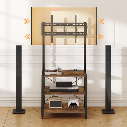 HOOBRO Rolling TV Stand with Mount and Power Outlet Up to 55 inch TV, Corner Entertainment Center, Small TV Stand with 3-Tier Storage Shelves for Living Room, Bedroom