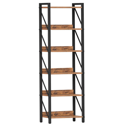 HOOBRO Bookshelf, 6-Tier Industrial Bookcase, Book Shelf Storage Organizer, Tall Bookshelf with Metal Frame for Living Room, Bedroom, Home Office, Kitchen