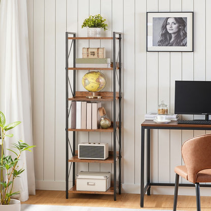 HOOBRO Bookshelf, 6-Tier Industrial Bookcase, Book Shelf Storage Organizer, Tall Bookshelf with Metal Frame for Living Room, Bedroom, Home Office, Kitchen