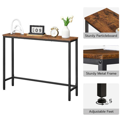 HOOBRO Console Table, Sofa Table with Support Bar, Hallway Entrance Table for Living Room, Entryway, Corridor, Sturdy, Easy Assembly, Wood Look Accent Table