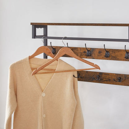 HOOBRO Hall Tree with Bench, Entryway Coat Rack with Shoe Rack, Shoe and Coat Rack, 5 Tier Shoe Storage Organizer with Oxford Fabric Side Pockets, Adjustable Mesh Shelves