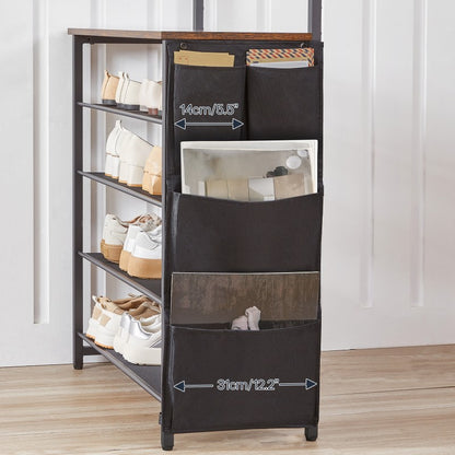 HOOBRO Hall Tree with Bench, Entryway Coat Rack with Shoe Rack, 39.4" Shoe and Coat Rack, 5 Tier Shoe Storage Organizer with Oxford Fabric Side Pockets, Adjustable Mesh Shelves