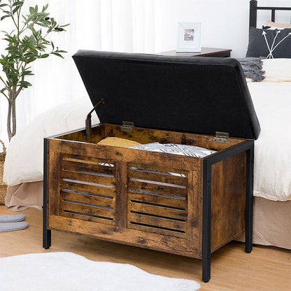 HOOBRO Wooden Toy Chest, Storage Bench with Padded Seat, Shoe Bench, Supports 220 lb, Entryway Bench, 31.5 x 15.7 x 19.3 Inches, Easy Assembly, Bed End Stool, Bedroom
