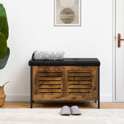 HOOBRO Wooden Toy Chest, Storage Bench with Padded Seat, Shoe Bench, Supports 220 lb, Entryway Bench, 31.5 x 15.7 x 19.3 Inches, Easy Assembly, Bed End Stool, Bedroom