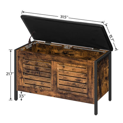HOOBRO Wooden Toy Chest, Storage Bench with Padded Seat, Shoe Bench, Supports 220 lb, Entryway Bench, 31.5 x 15.7 x 19.3 Inches, Easy Assembly, Bed End Stool, Bedroom