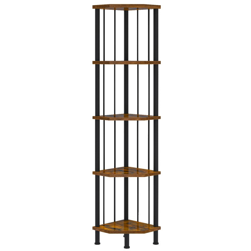 HOOBRO 5-Tier Corner Shelf Stand, Industrial 58.3" Corner Shelf, Corner Bookshelf Storage Stand, Tall Display Shelf Plant Stand for Small Space, Bathroom, Living Room Decor