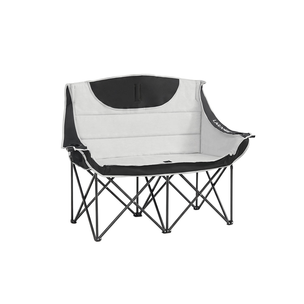 HOOBRO Double Padded Camping Loveseat | Portable 2 Person Folding Moon Chair with Cup Holders