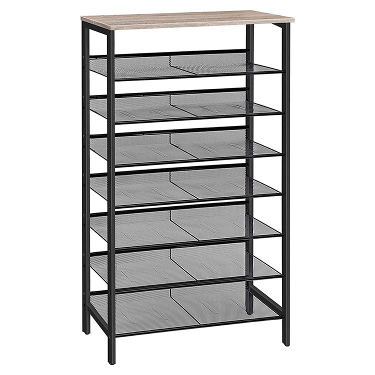 HOOBRO 8-Tier Shoe Rack, Large Capacity Shoe Shelf, Stable and Sturdy, Shoe Storage Organizer with Flat & Slant Adjustable Metal Shelves, Space Saver