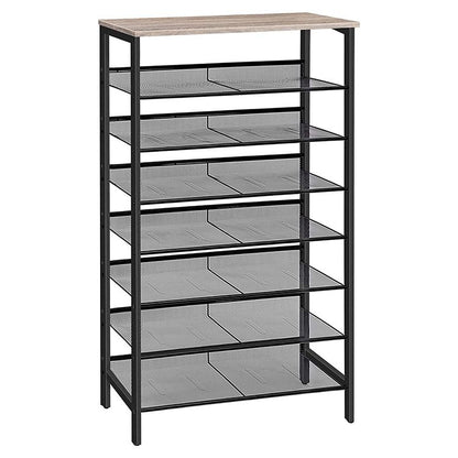 HOOBRO 8-Tier Shoe Rack, Large Capacity Shoe Shelf, Stable and Sturdy, Shoe Storage Organizer with Flat & Slant Adjustable Metal Shelves, Space Saver