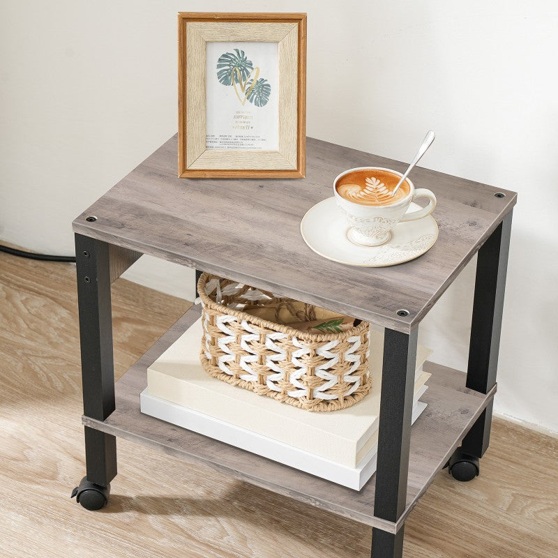 HOOBRO 2-Tier Printer Stand with Charging Station, Under Desk Printer Table, Printer Cart with Storage Shelves, Shelf for Small Spaces, for Home Office