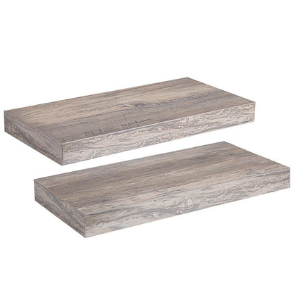 HOOBRO Floating Shelves, Wall Shelf Set of 2, Hanging Shelf with Invisible Brackets, for Bathroom, Bedroom, Toilet, Kitchen, Office, Living Room Decor