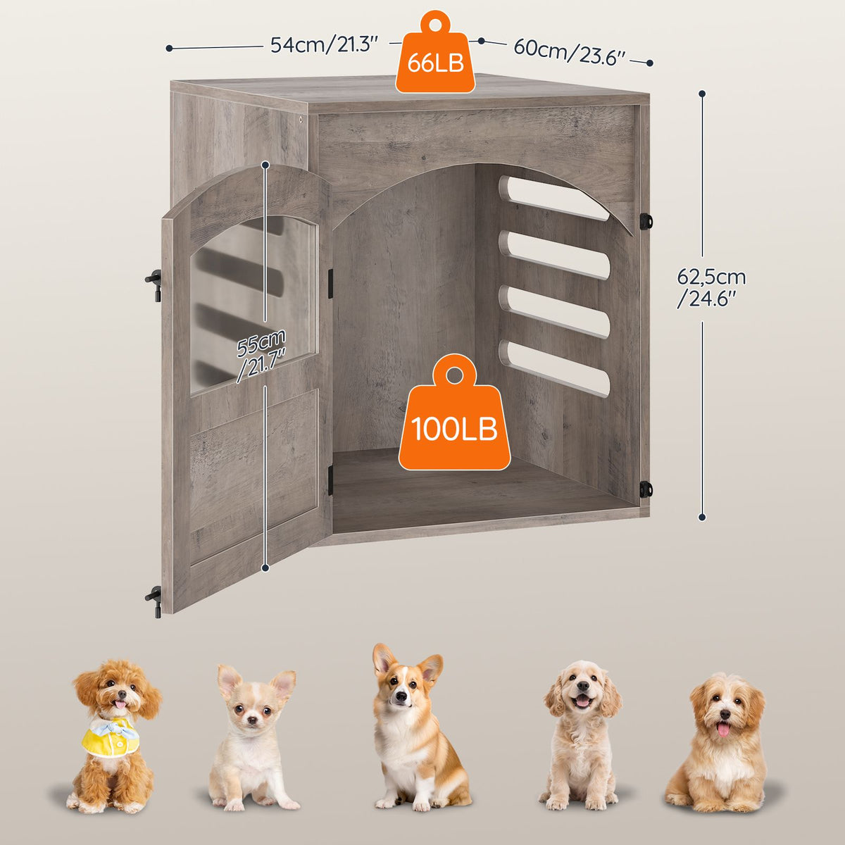 HOOBRO Furniture Style Wooden Dog Crate Accent End Table for Small Dogs