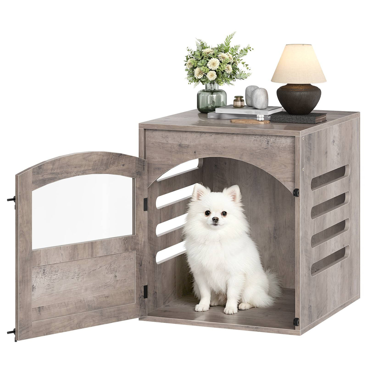 HOOBRO Furniture Style Wooden Dog Crate Accent End Table for Small Dogs
