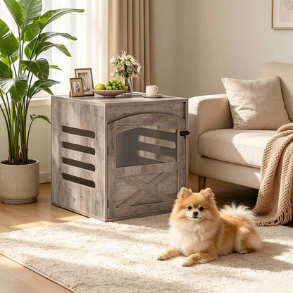 HOOBRO Furniture Style Wooden Dog Crate Accent End Table for Small Dogs