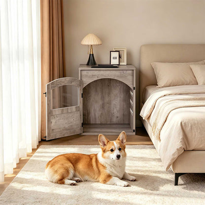 HOOBRO Furniture Style Wooden Dog Crate Accent End Table for Small Dogs