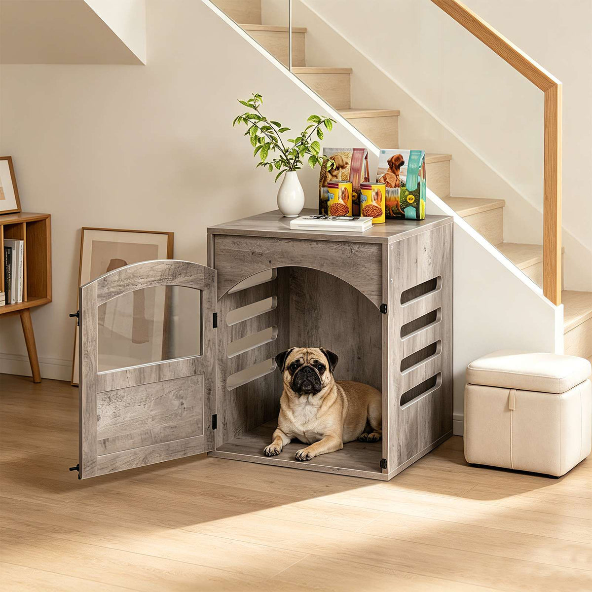 HOOBRO Furniture Style Wooden Dog Crate Accent End Table for Small Dogs