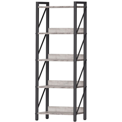 HOOBRO Bookshelf, 5-Tier Industrial Bookcase, Book Shelf Storage Organizer, Tall Bookshelf with Metal Frame for Living Room, Bedroom, Home Office, Kitchen