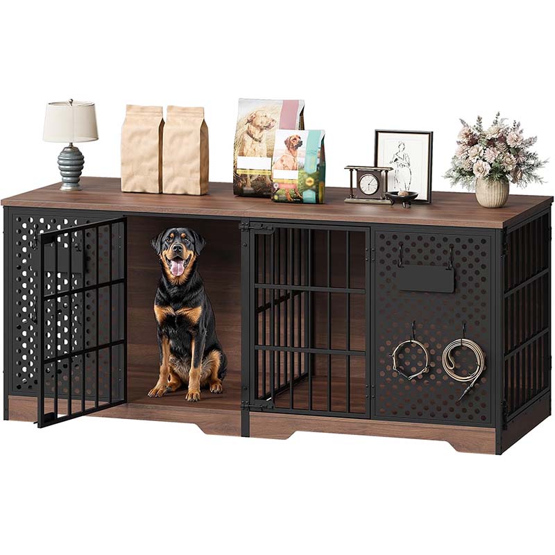 HOOBRO 71-Inch Double Dog Crate Furniture with Divider