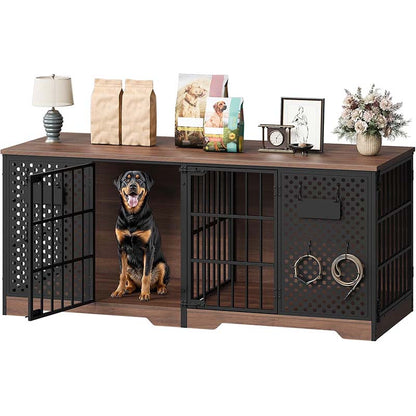 HOOBRO 71-Inch Double Dog Crate Furniture with Divider