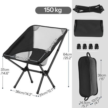 HOOBRO Ultralight Mesh Folding Camping Chair | Portable Backpacking Chair with Side Pocket & Carry Bag