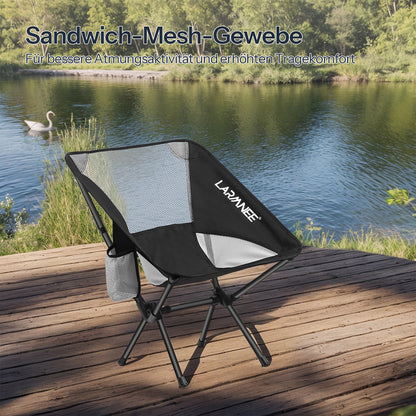HOOBRO Ultralight Mesh Folding Camping Chair | Portable Backpacking Chair with Side Pocket & Carry Bag