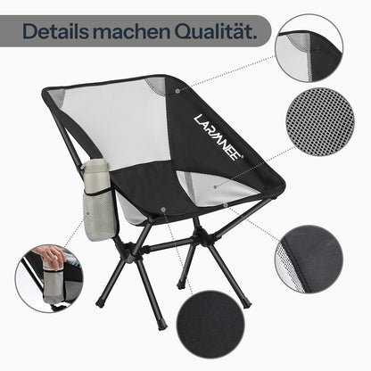 HOOBRO Ultralight Mesh Folding Camping Chair | Portable Backpacking Chair with Side Pocket & Carry Bag