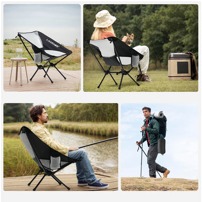 HOOBRO Ultralight Mesh Folding Camping Chair | Portable Backpacking Chair with Side Pocket & Carry Bag
