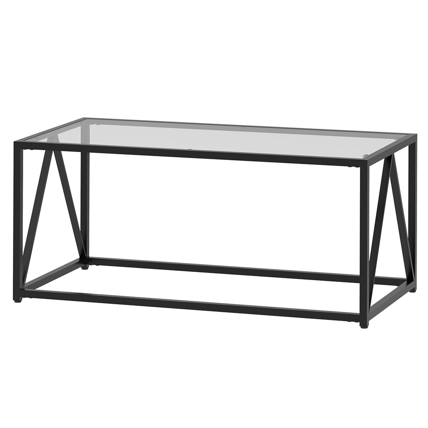 HOOBRO Glass Coffee Table, Black Coffee Tables for Living Room, Glass Coffee Table,1 Layer Center Table, Modern, for Apartment, Office, 39.4 x 19.7 x 17.7 Inches, Easy Assembly