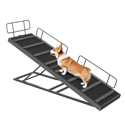 HOOBRO Adjustable Dog Ramp for Bed, 63" Length 4 Height Levels from 17.7 to 33 Inches, Foldable Pet Ramp