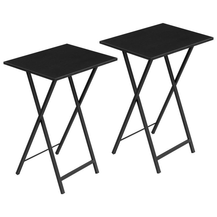 HOOBRO Folding TV Tray Tables, Set of 2 Side Tables for Small Space, Industrial Snack Tables for Eating at Couch, Stable Metal Frame, Easy Assembly