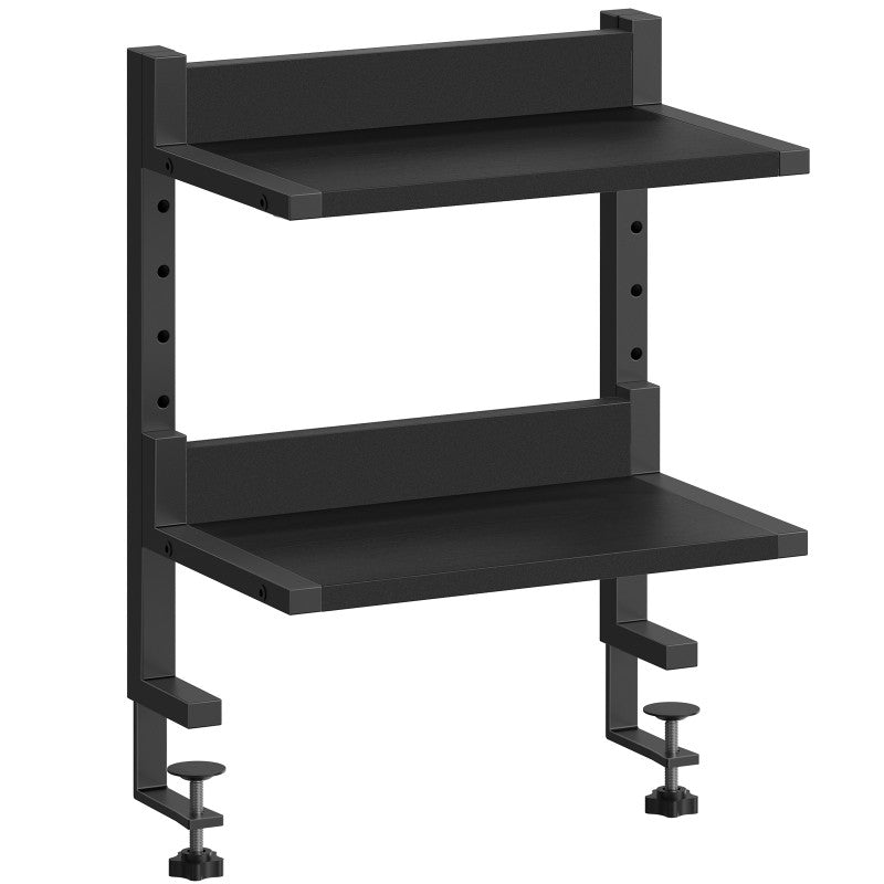 HOOBRO Clamp On Desk Shelf, 2-Tier Desktop Organizer, Space-Saving Desk Shelf with Adjustable Shelves, for Office, Study, Entertainment Accessories
