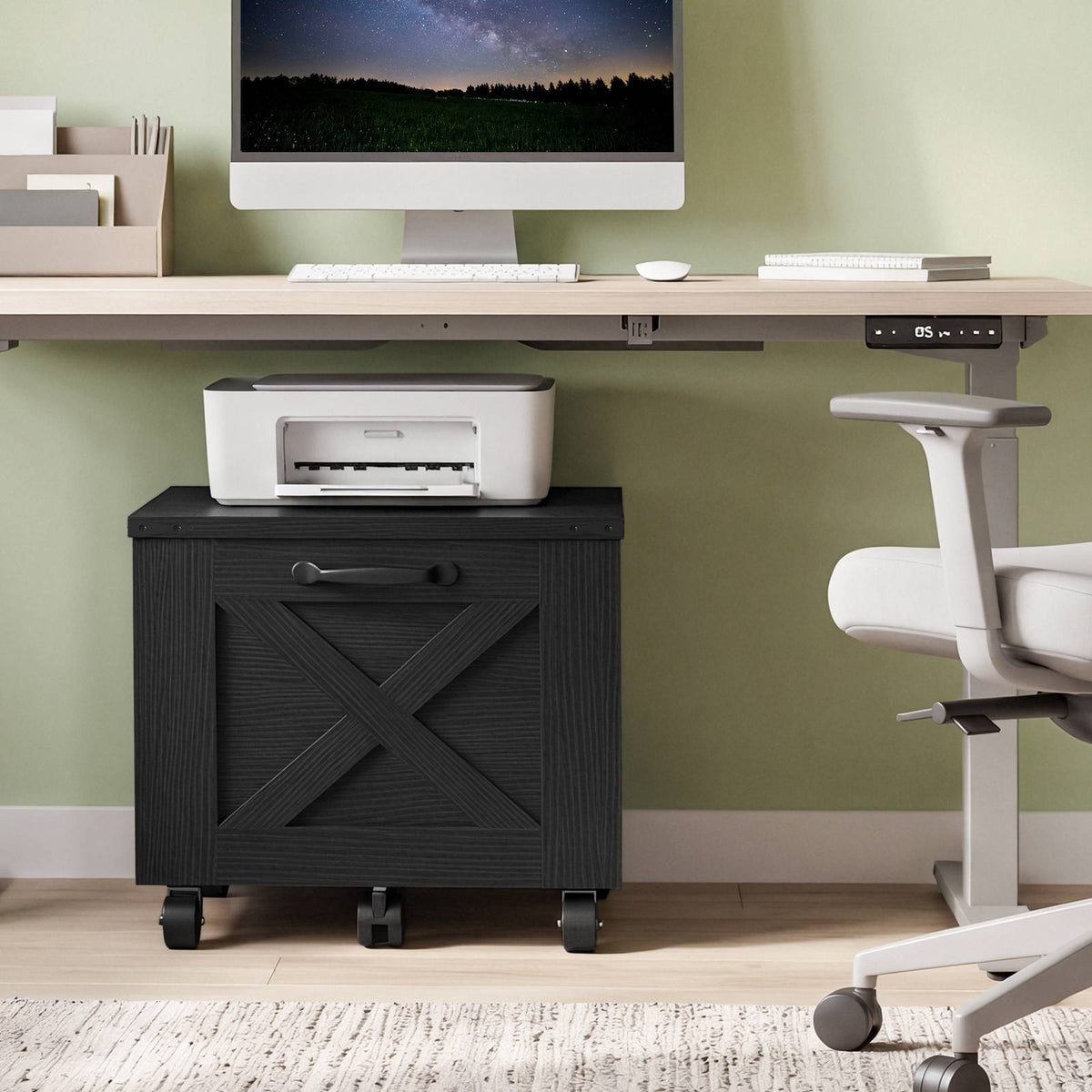HOOBRO Mobile File Cabinet with X-Accent Hanging File Drawer, Rolling Printer Stand