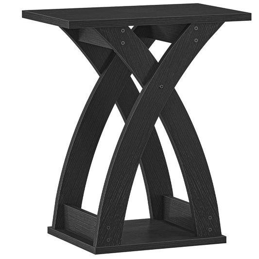 HOOBRO Narrow End Table, X-Design Narrow Side Table with Storage Shelf, Slim Night Stand Bedside Table for Small Space, Living Room, Bedroom
