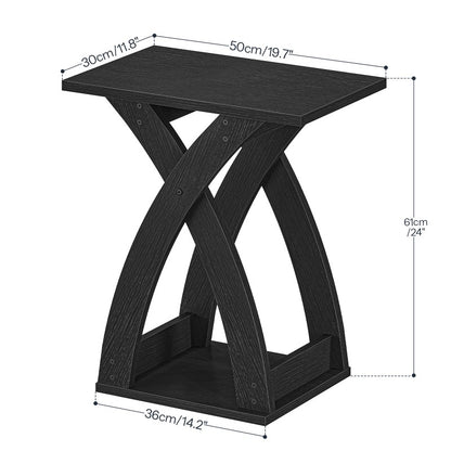 HOOBRO Narrow End Table, X-Design Narrow Side Table with Storage Shelf, Slim Night Stand Bedside Table for Small Space, Living Room, Bedroom