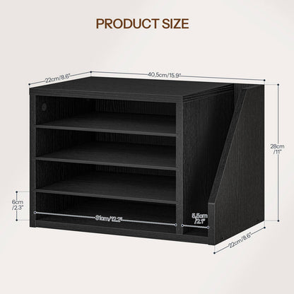 HOOBRO Desktop File Organizer with 4-Tier Paper Trays and Vertical Binder Holder
