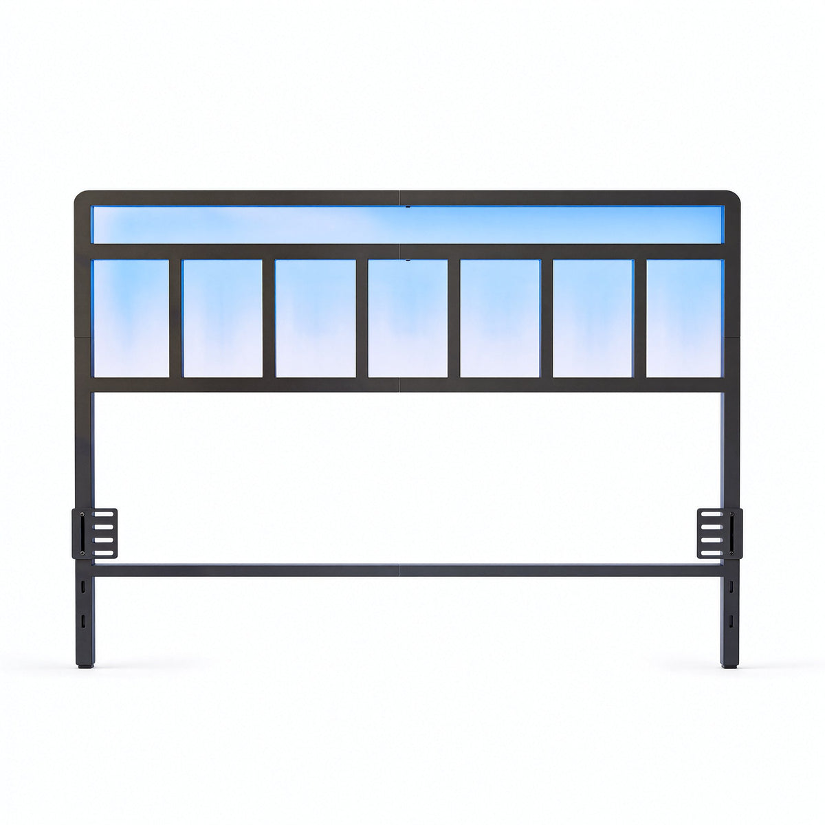 HOOBRO Modern Metal Headboard with LED Lights, Adjustable Bed Frame Headboard