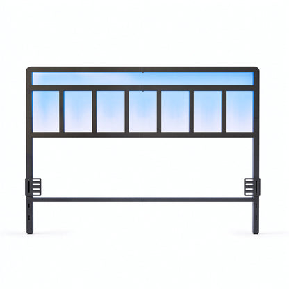 HOOBRO Modern Metal Headboard with LED Lights, Adjustable Bed Frame Headboard