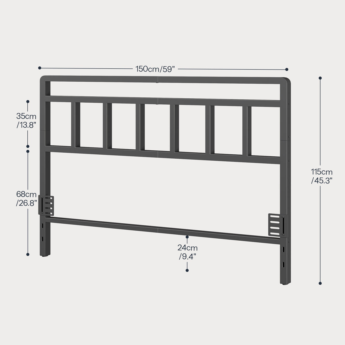 HOOBRO Modern Metal Headboard with LED Lights, Adjustable Bed Frame Headboard