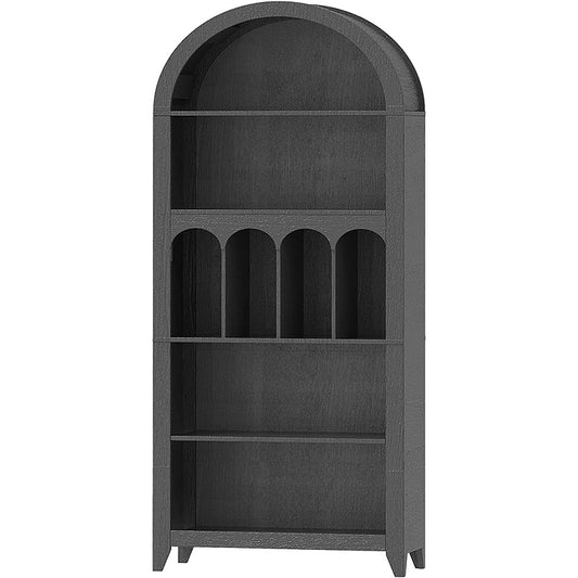 HOOBRO Arched Bookshelf, 71" Tall Arch Bookcase with Storage, 5-Tier Farmhouse Book Shelf, Modern Arched Cabinet, Wooden Bookshelf with Open Display Shelves for Living Room, Office